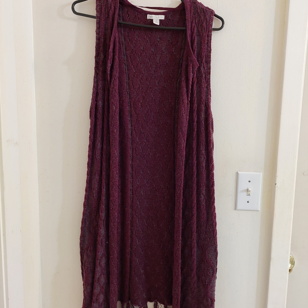 Cato Burgundy Sleeveless Cardigan